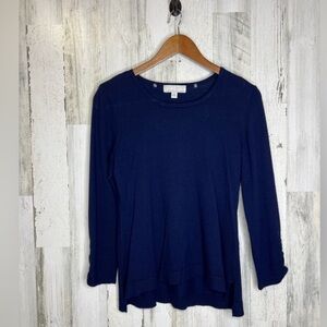 Carolyn Taylor Women's Long Sleeve Top Navy Blue Size Medium